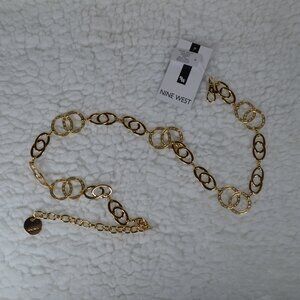 Nine West chain belt NWT gold-tone ring design with rhinestones s/m